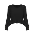 thumbnail image 4 of Holzkary Long Sleeve Tops for Women 2025 Spring Fashion T Shirts for Women Crewneck Casual Loose Shirts Basic Tee Shirts for Women Buttons Cuff Tops Fall Lightweight Sweaters Fashion 2025 Black L, 4 of 4