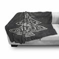 thumbnail image 3 of Eat Drink and Be Merry Soft Flannel Fleece Throw Blanket, Christmas Pine Tree Ornamet on Chalkboard Background Print, Cozy Plush for Indoor and Outdoor Use, 50" x 60", Grey and Coconut, by Ambesonne, 3 of 6