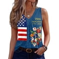 thumbnail image 2 of 250th Anniversary Tank Top for Women - Patriotic V-Neck Sleeveless Top with Flag Print - 1776-2026 America Graphic Pleated Tank - Summer Casual Loose Fit Tunic Dark Blue L, 2 of 7