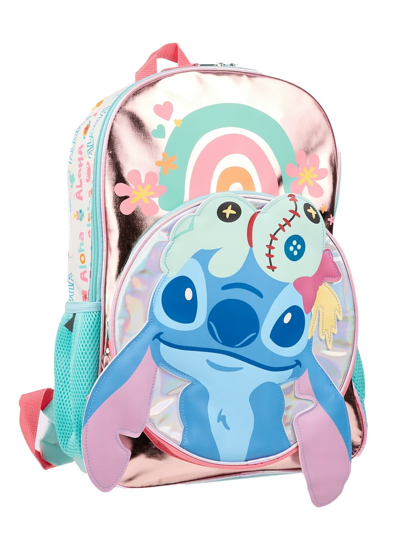Disney Stitch Backpack - Blue and Pink Hawaiian Vibes Amazon.com | Disney Stitch Mini Backpack Girls Toddlers 12x9  main image 3