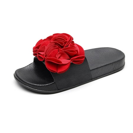 

Cglfd 2021 Women S Summer Outdoor Wear Sandals One-Word Slippers Large Flower Casual