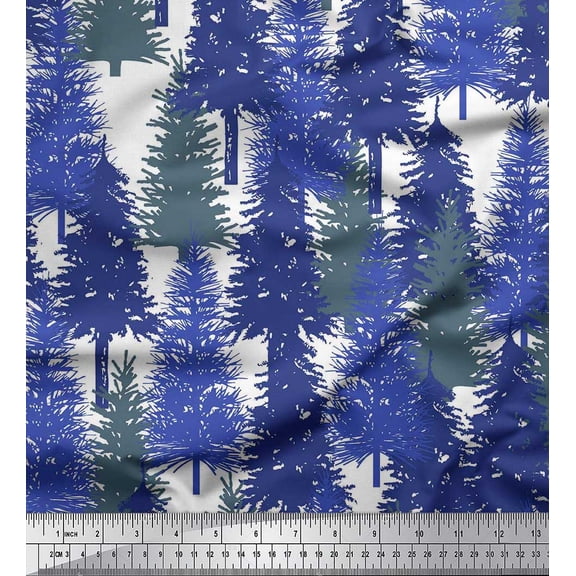 Soimoi Poly Georgette Fabric Cedar Tree Decor Fabric Printed Yard 42 Inch Wide