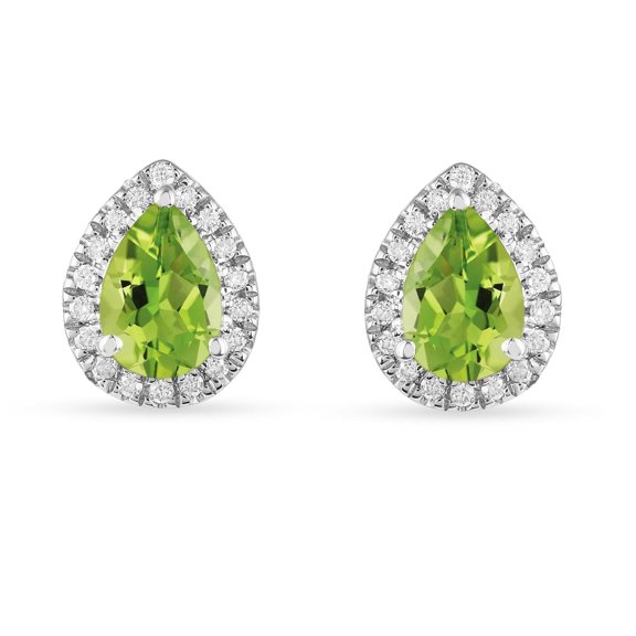 Fine Color Jewels Peridot Stud Earrings for Women Sterling Silver August Birthstone Jewelry