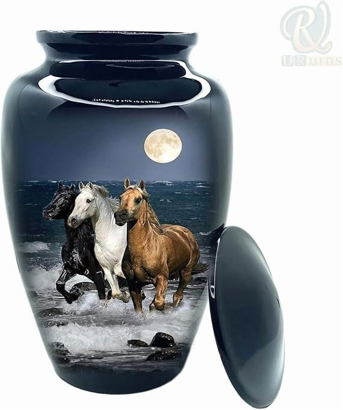 UR Cremation Urns- Three Running Horse Adult Urn –Best Urn for Human Ashes – Funeral Urn (Adult (200 lbs) – 10.5 x 6 “, US Cremation Urn)