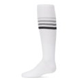 thumbnail image 5 of MeMoi Thin Ribbed Athletic Stripe Cotton Blend Knee High Socks - Girls - Female, 10, White-Gray-Black, 5 of 10