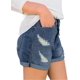 thumbnail image 2 of Pantalones cortos de mezclilla MODARANI de talle medio, azul elástico para mujer, 2 of 4