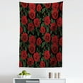 thumbnail image 1 of Rose Tapestry, Valentine's Day Retro Style Petals with Leaves Ornamental Growth Pattern, Fabric Wall Hanging Decor for Bedroom Living Room Dorm, 5 Sizes, Ruby Hunter Green Black, by Ambesonne, 1 of 1
