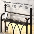 thumbnail image 6 of Metal Bed Frame Twin Size with LED Lights, Modern Platform Bed with Charging Station, Black, 6 of 10