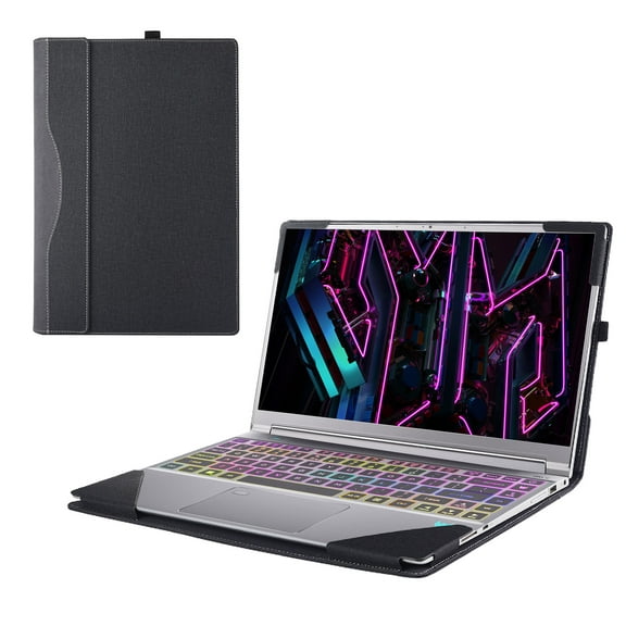 Laptop Case Cover for Acer Predator Triton 14 (PT14-51) 14" [not Compatible with Any Other Model] 2-in-1 PU Leather Notebook Sleeve(Black)