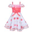 thumbnail image 3 of Flower Girls Dress Off Shoulder Maple Leave Coral Pageant 6 Years, 3 of 7