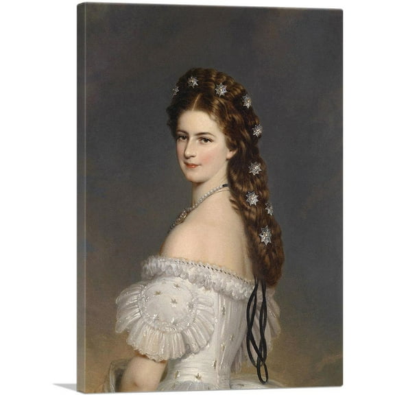 ARTCANVAS Empress Elisabeth With Diamentsternen Canvas Art Print by Franz Xaver Winterhalter - Size: 26" x 18" (0.75" Deep)