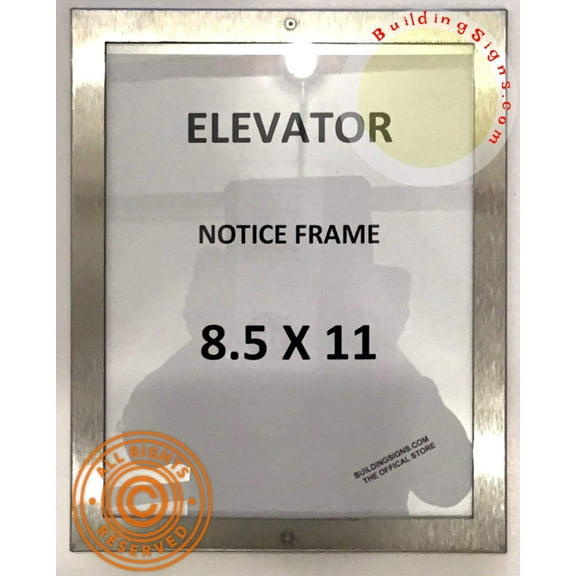 Elevator Notice Frame 8.5x11 (Lockable !!!, Stainless Steel, Heavy Duty-Commercial use) (ref-2201)