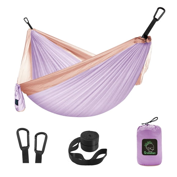 Hamaca Infantil Grassman para Camping Morada con Correas para Árbol y Bolsa
