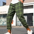 thumbnail image 4 of YABCSAZ Men's Plaid Sweatpants Casual Loose Fit Casual Pants Drawstring Tapered Swaterpants Lightweight Joggers with Pockets for Workout, Running Training Hiking Jogging, 4 of 8