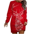 thumbnail image 2 of BLTIBY Christmas Sweatshirt Dress for Women Xmas Print Winter Fall Round Neck Soft Casual Fashion Long Sleeve Pullover Dresses Outfits 2024 Trendy Red XXL, 2 of 3