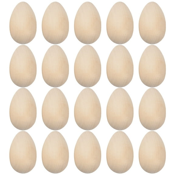 COCHLOUS 20 Wooden Easter Eggs to Paint Unfinished Fake Eggs for Crafts & Party Supply
