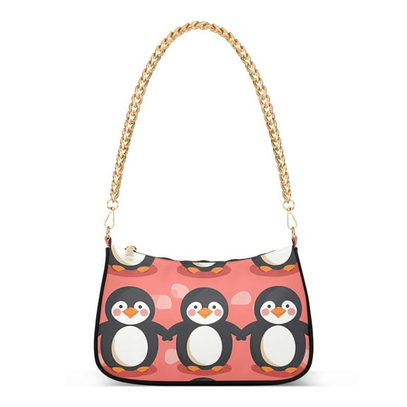 Penguins in PinkWomen Small Shoulder Bag Crossbody Tote Hobo Bags Purse Clutch Handbags with Chain Strap for Women