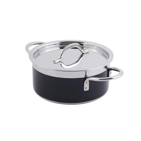 Bon Chef 60301BLACK 8.62 x 3.87 in. Classic Country French Collection 3 quart Pot with Cover, Black - 9 oz