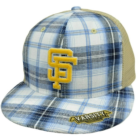 NCAA San Francisco SF Gators Plaid Flat Bill Snapback Mesh Distressed Hat (Best Hat Store In San Francisco)
