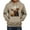 Khaki, variant on Men's Autumn Winter Hooded Sweatshirt Cattle Print Long Sleeve Comfortable Casual Pullover Top for Cool Weather