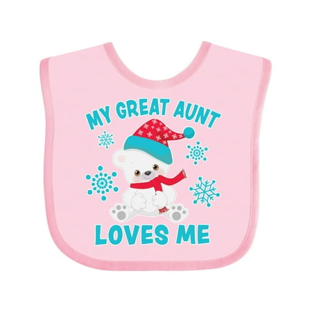 

Inktastic Polar Bear My Great Aunt Loves Me in Santa Hat Gift Baby Boy or Baby Girl Bib