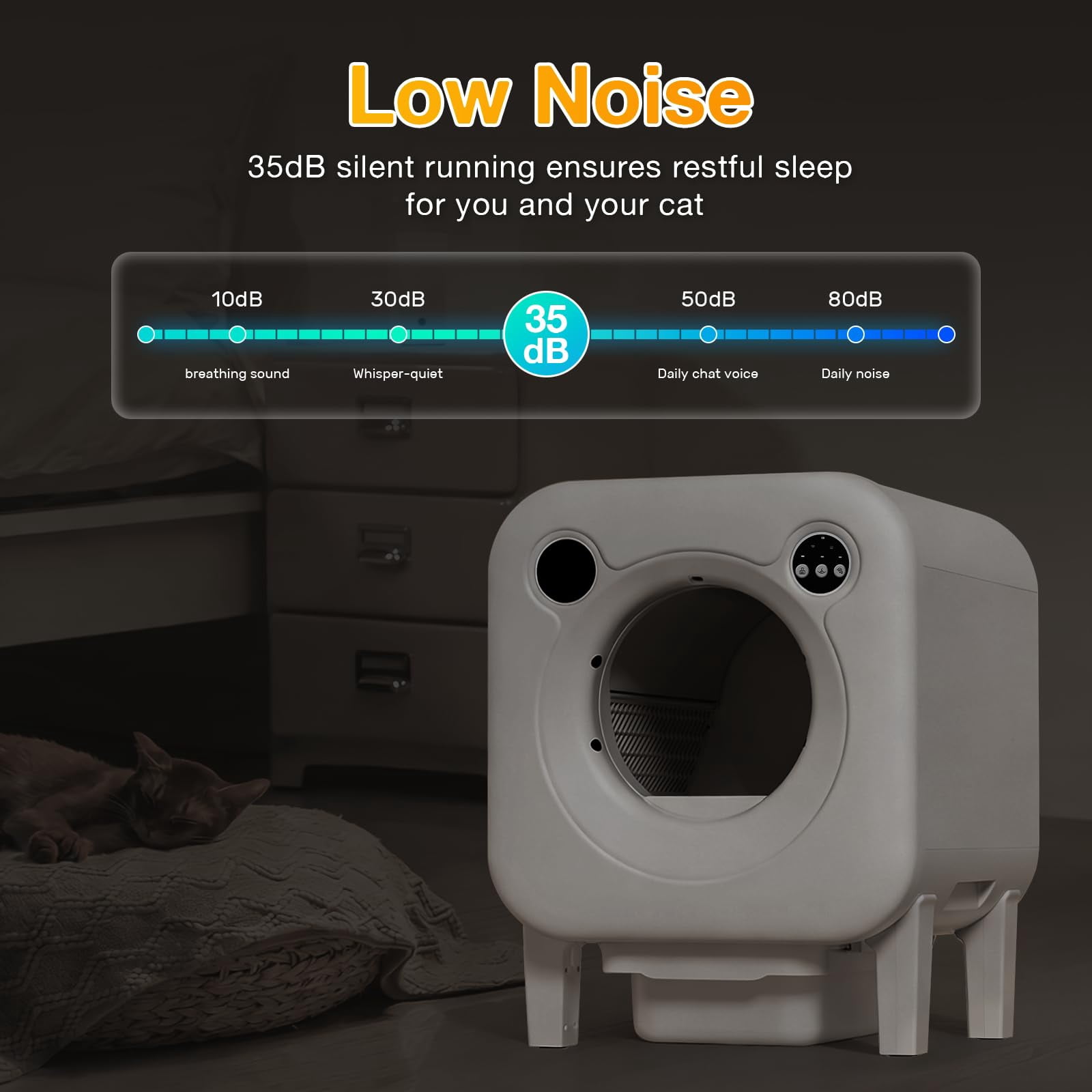 Automatic Litter Box, 4 in 1 Security-System Self Cleaning Litter Box Robot, 75L+12L Extra Large Space for Multiple Cats, APP Control, 1 Free Cat Litter-Mat, 3 Rolls Cats Waste Bag Liners