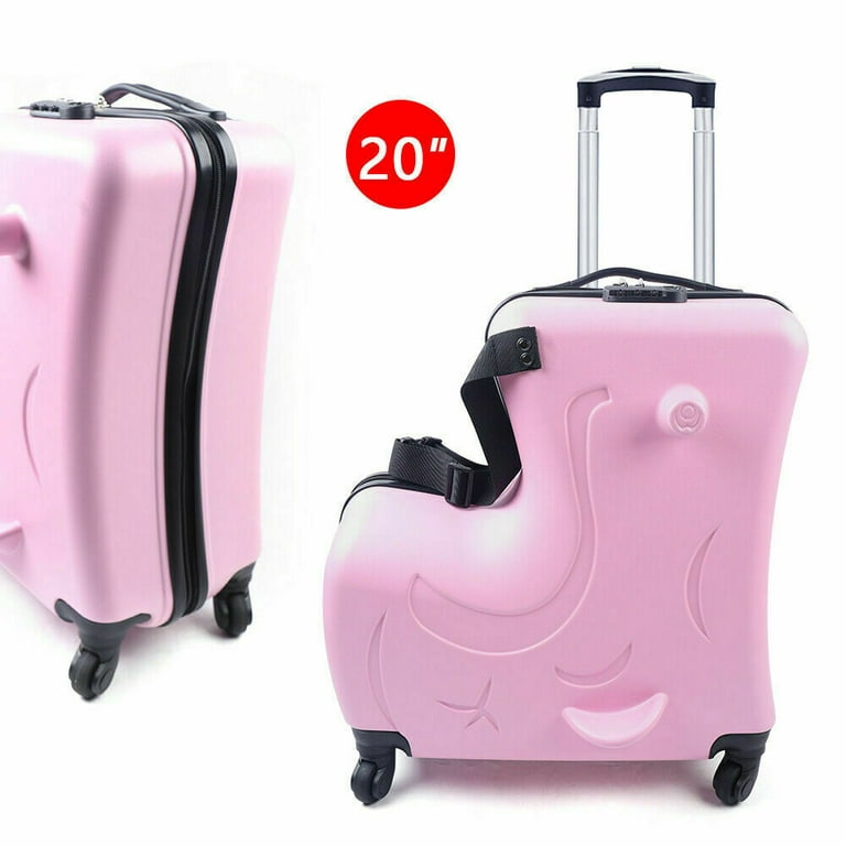 Oukaning 20 hard Luggage Suitcase Trolley Baggage Kids Children Ride-on  Travel Case Blue 