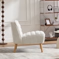 thumbnail image 4 of Oufan Modern Chair, Chenille Accent Chair with Rubber Wood Legs, Comfy Upholstered Side Chair, Reading Armlesschair for Living Room, Bedroom, White, 4 of 9