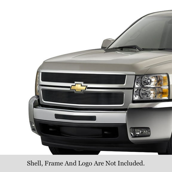 2007-2010 Chevy Silverado 2500 Hd /2007-2010 Chevy Silverado 3500 Hd Stainless Steel Black Powder Coated Finish 8X6 Horizontal Billet Black Stainless Steel Billet Grille