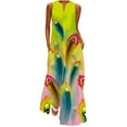 thumbnail image 2 of Brilliant Womens Dresses Plus Size Women's Casual Long Dress with Pocket Floral Print Sleeveless Maxi Dress Summer Green 3XL-5XL, 2 of 9