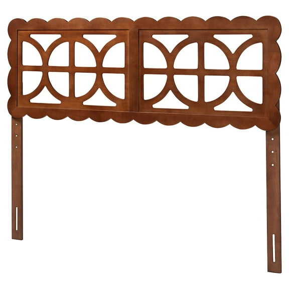 Baxton Studio Nansen Wood Headboard with Scalloped Frame Full Walnut