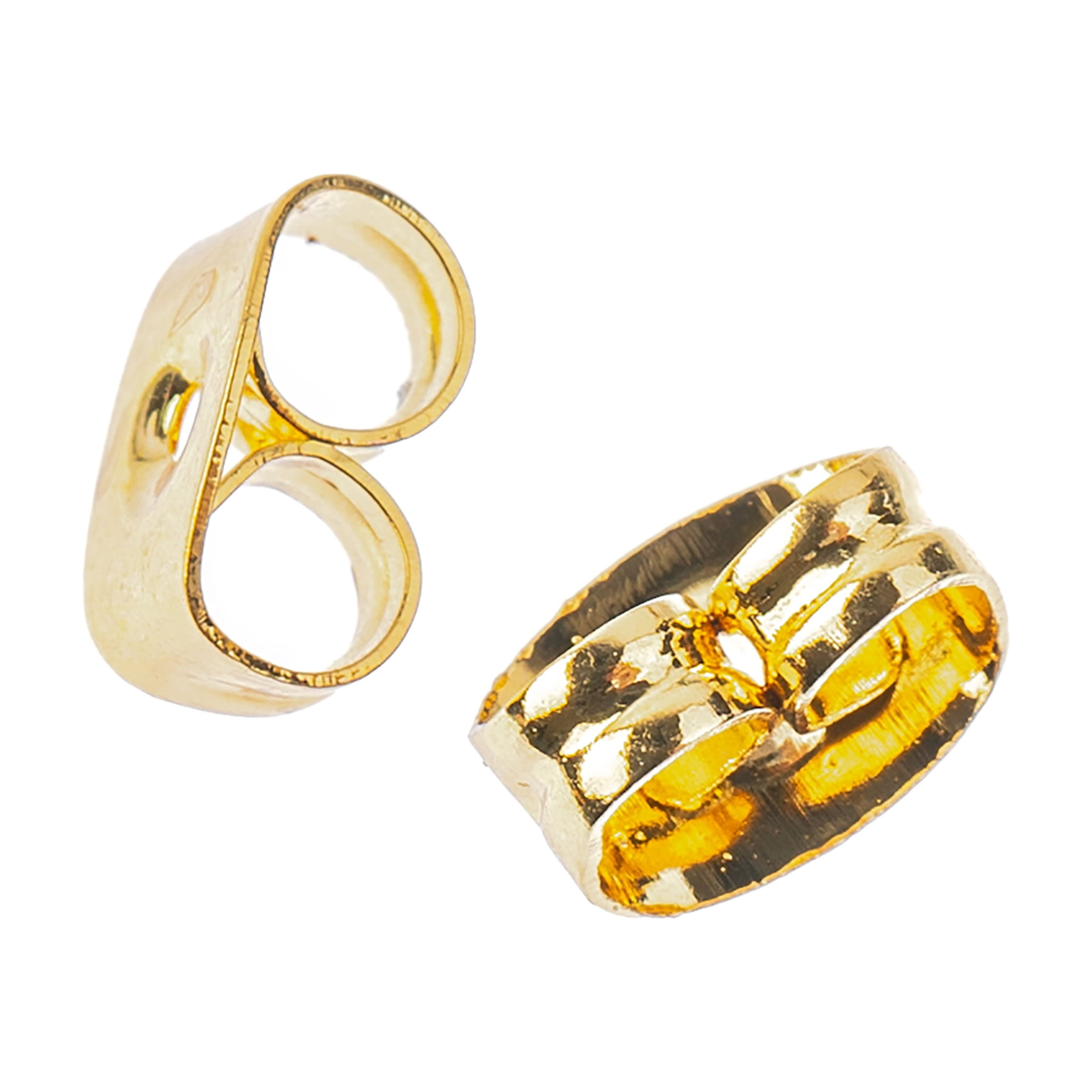 18K Gold Earring Clutches by Bead Landing – 6mm x 4.5mm Metal Backs for Stud Earrings - 12 Pack