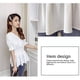 thumbnail image 5 of Camisa de mujer Cuello en V Verano Color sólido Manga media Botón Top, Blanco, L sidaley AP001444-03, 5 of 7