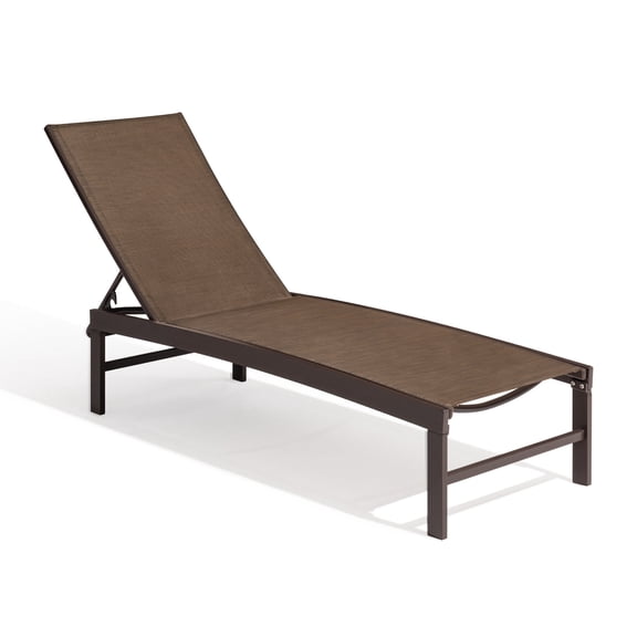 Crestlive Products Outdoor Lounge Chair Aluminum Adjustable Chaise, Brown