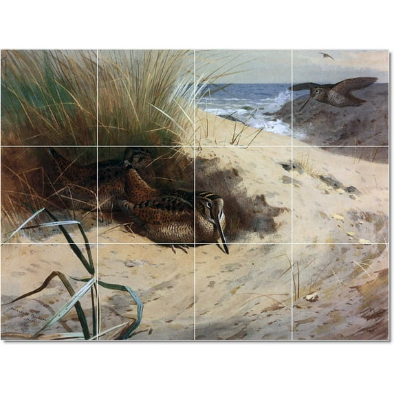 Ceramic Tile Mural-Archibald Thorburn Birds Painting 23. 32" w x 24" h using (12) 8 x 8 ceramic tiles