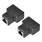 Uxcell RJ45 Splitter Coupler Inline Connector 1 To 2 Splitter Cat7 Cat6 Cat5e Ethernet Cable Extender Adapter Black 2Pcs