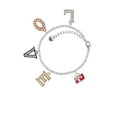 thumbnail image 2 of Delight Jewelry Silvertone Small Red Enamel Present Multi-Colored Crystal Love Charm Bracelet, 2 of 5