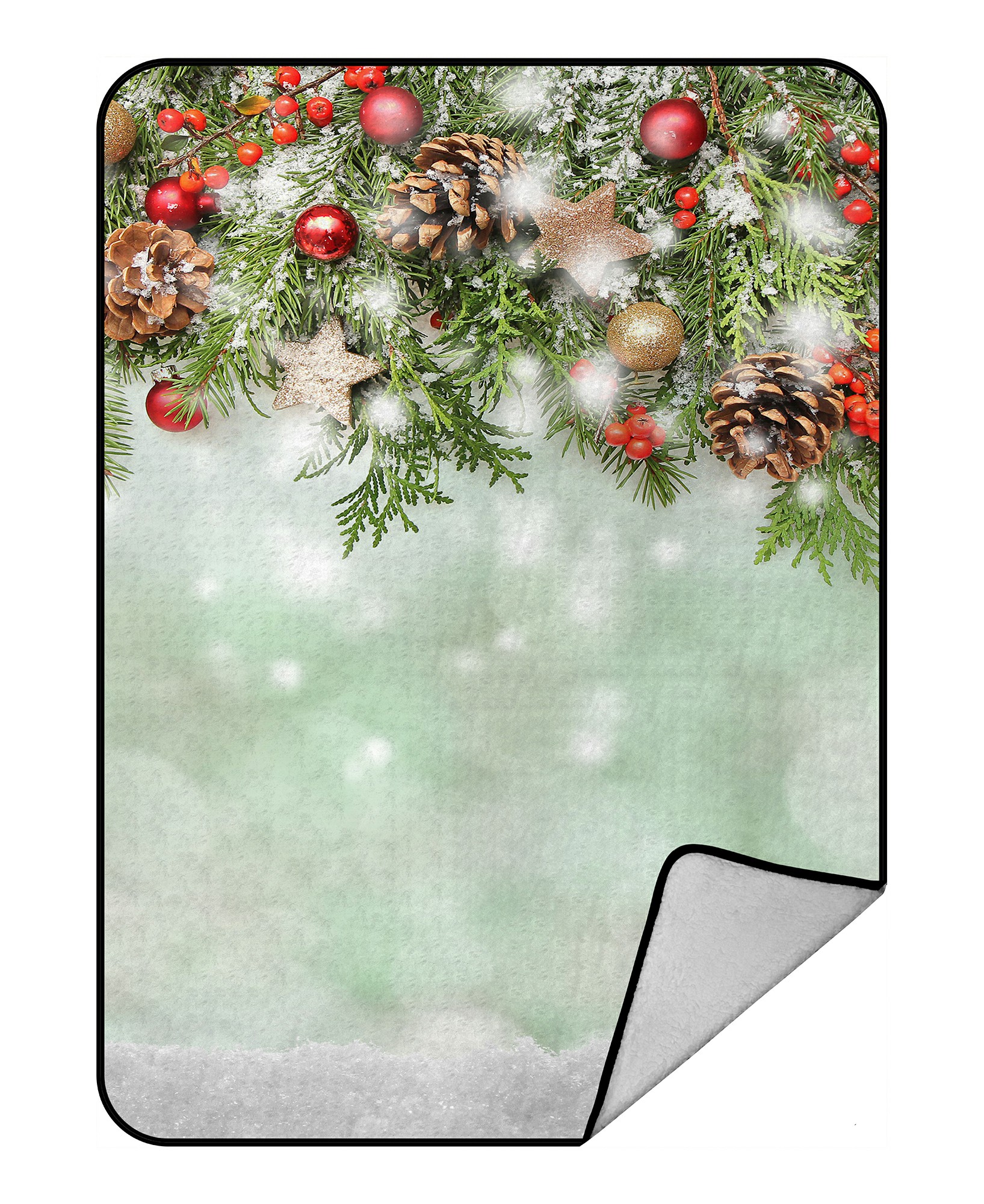 ECZJNT christmas winter snow pine cone holiday balls Throw Blanket