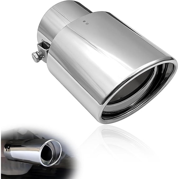 DEXIMRO Stainless Steel Car Exhaust Tip, 2.5" to 3.3" Adjustable Car Decoration Chrome-Plated Finish Exhaust Tailpipe, Universal Car Exhaust Pipe Modification Tail Throat Tail Pipe (Silver)