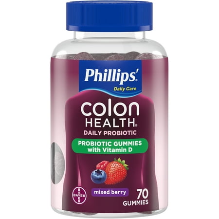 Phillips’ Colon Health Daily Probiotic Supplement Mixed Berry Gummies, 70 (Best Supplements For Colon Health)