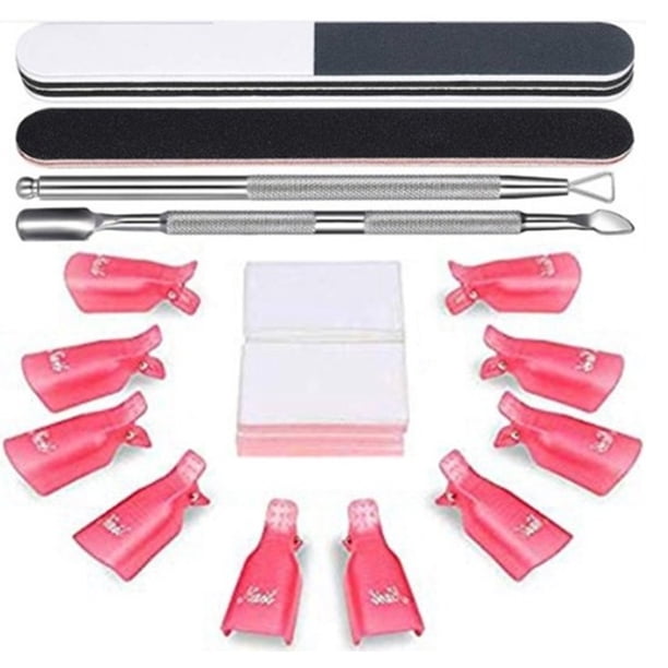 Juego de herramientas para quitar uñas, juego de 6 piezas para quitar uñas, toalla para quitar uñas, tira para frotar y pulir
