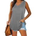 thumbnail image 2 of Aihuaihua Fashionable Tailcoat Hem V Neck Sleeveless Tank Top for Women Casual Summer Solid Color Vest Tee, 2 of 4