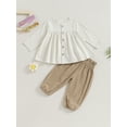 thumbnail image 2 of GXFC Toddler Girl Fall Outfits Set Clothes 6M 1T 2T 3T 4T Kids Girl Long Sleeve Button Down Shirt Tops and Elastic Waist Pants 2Pcs Casual Autumn Clothing for Children Girl, 2 of 9