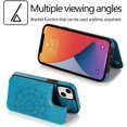 thumbnail image 2 of Design for iPhone 13 Case with Tempered Glass Screen Protector Credit Card Holder Slot, Leather Wallet Phone Cases Kickstand Protective Cover for iPhone13 iP13 Women Men 6.1 inch Blue, 2 of 6