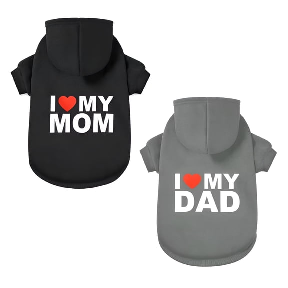 TELOLY 2PCS Dog Sweater, Pet Hoodie for Cold Weather, Coat Hooded Sweatshirt for Puppies, Cats, Small Medium Large Dogs