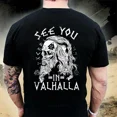 thumbnail image 5 of Camiseta de calavera táctica de guerrero de barba americana Unisex, Camiseta de algodón Til Valhalla, camiseta de manga corta con cuello redondo, Top informal para hombre, 5 of 5