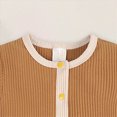 thumbnail image 4 of KPOPLK Summer Newborn Boy Clothes Pajama Button Down Short Sleeve Ribbed Romper Collared Bodysuit One-Piece PJM Size 12-18 Months,Yellow, 4 of 9