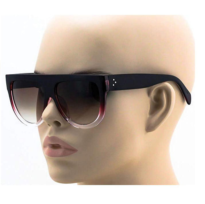 Vintage Shadow Designer Flat Top Aviator Oversized Women BOLD FRAME Sunglasses 