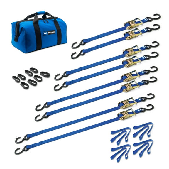 Mac's Tie-Downs Grab & Go 1" Strap Pack with 1 Large Bag - Blue