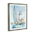 thumbnail image 2 of Stupell Industries Nautical Sailboat & Lighthouse Coastal Painting Gray Floater Framed Art Print Wall Art, 2 of 6